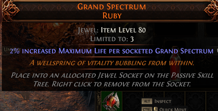 MMOJUGG Path of Exile 2 GRAND SPECTRUM RUBY#1149300 Details View of Item Function and Use
