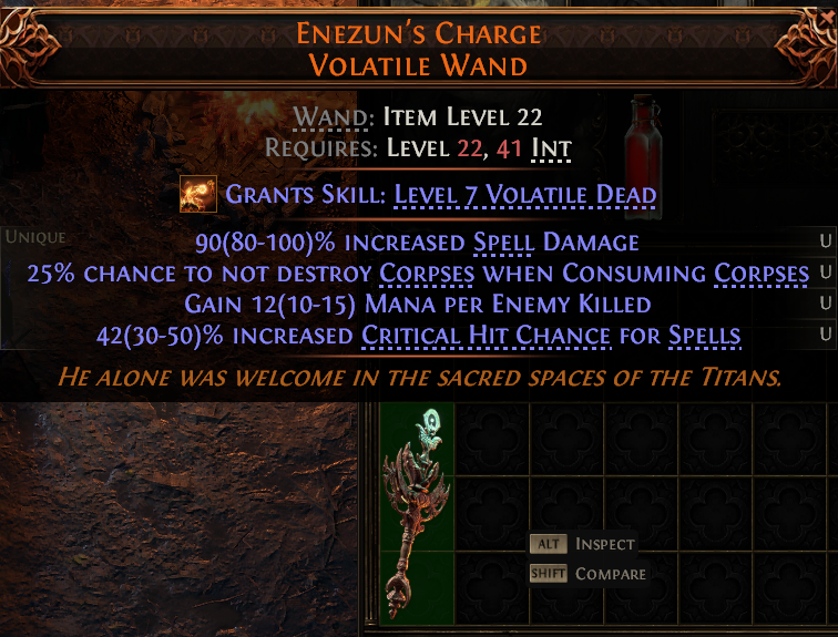 MMOJUGG Path of Exile 2 ENEZUN'S CHARGE VOLATILE WAND#1149440 Details View of Item Function and Use
