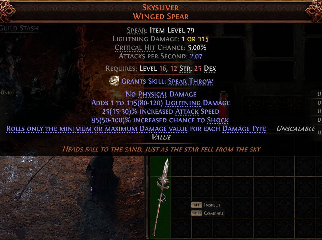 MMOJUGG Path of Exile 2 SKYSLIVER WINGED SPEAR#1149484 Details View of Item Function and Use