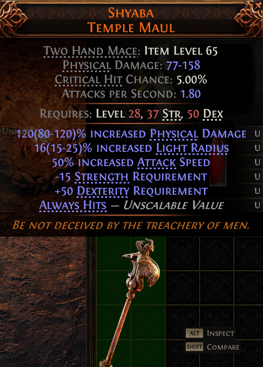 MMOJUGG Path of Exile 2 SHYABA TEMPLE MAUL#1149493 Details View of Item Function and Use