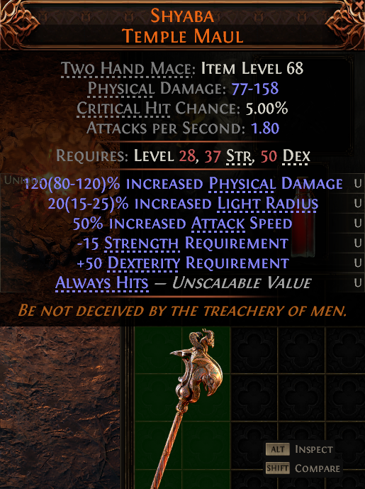 MMOJUGG Path of Exile 2 SHYABA TEMPLE MAUL#1149495 Details View of Item Function and Use
