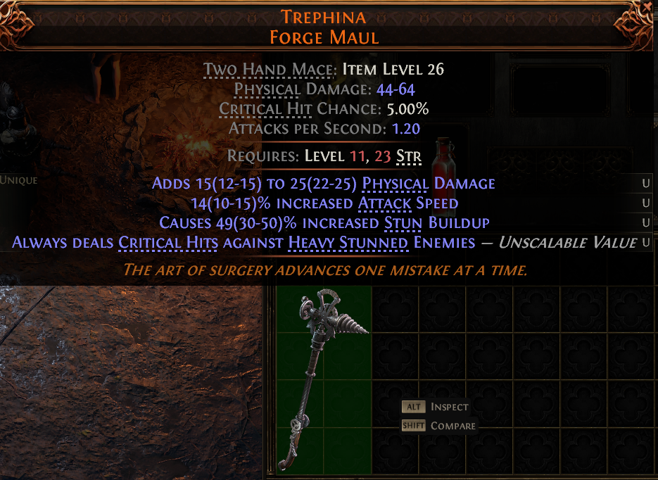 MMOJUGG Path of Exile 2 TREPHINA FORGE MAUL#1149501 Details View of Item Function and Use