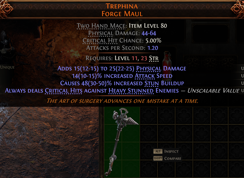 MMOJUGG Path of Exile 2 TREPHINA FORGE MAUL#1149502 Details View of Item Function and Use