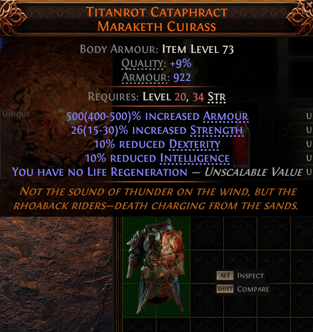 MMOJUGG Path of Exile 2 TITANROT CATAPHRACT MARAKETH CUIRASS#1149516 Details View of Item Function and Use