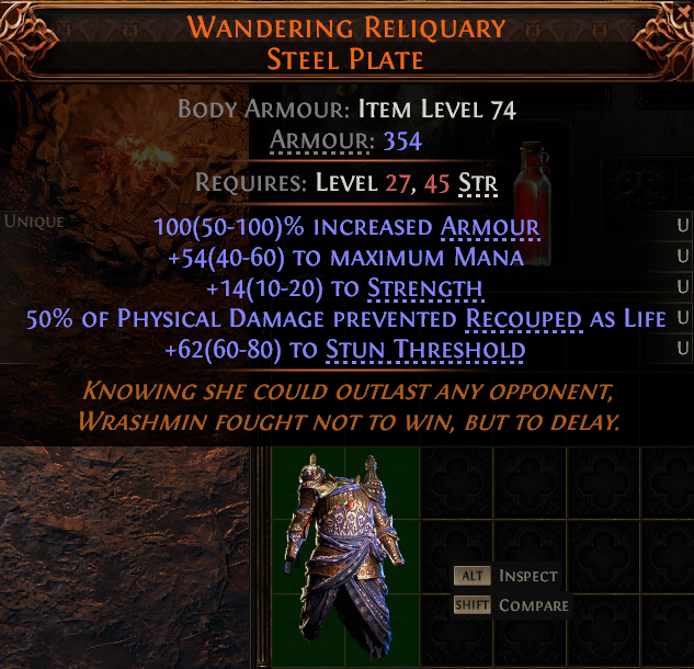 MMOJUGG Path of Exile 2 WANDERING RELIQUARY STEEL PLATE#1149518 Details View of Item Function and Use