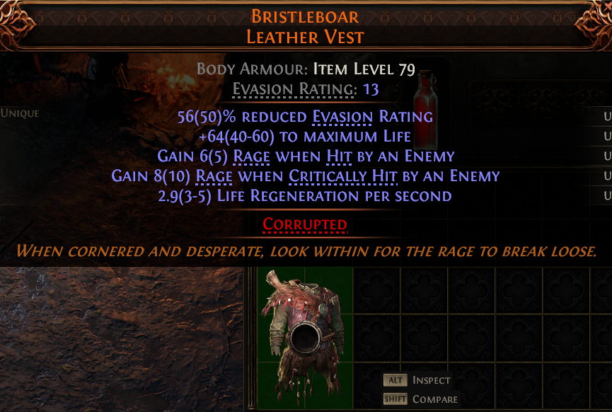 MMOJUGG Path of Exile 2 BRISTLEBOAR LEATHER VEST#1149523 Details View of Item Function and Use