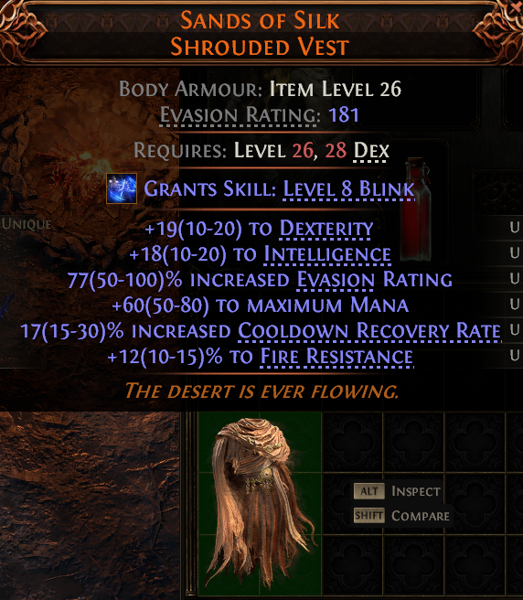 MMOJUGG Path of Exile 2 SANDS OF SILK SHROUDED VEST#1149530 Details View of Item Function and Use