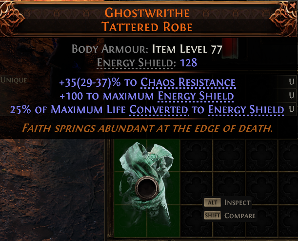 MMOJUGG Path of Exile 2 GHOSTWRITHE TATTered ROBE#1149539 Details View of Item Function and Use