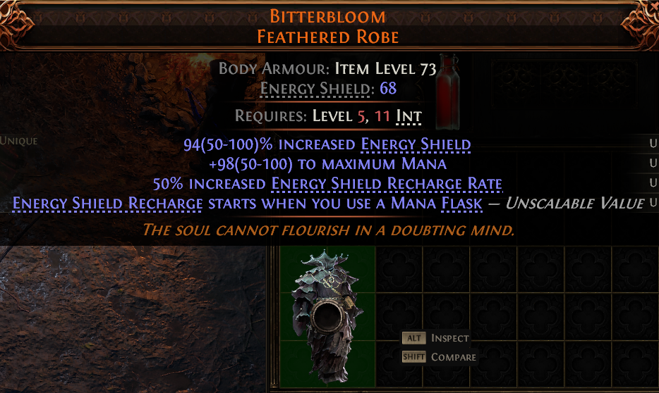 MMOJUGG Path of Exile 2 BITTERBLOOM FEATHERED ROBE#1149542 Details View of Item Function and Use