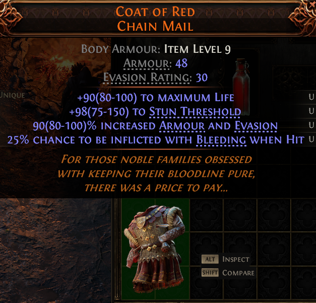 MMOJUGG Path of Exile 2 COAT OF RED CHAIN MAIL#1149556 Details View of Item Function and Use