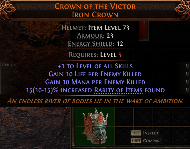 MMOJUGG Path of Exile 2 CROWN OF THE VICTOR IRON CROWN#1149572 Details View of Item Function and Use