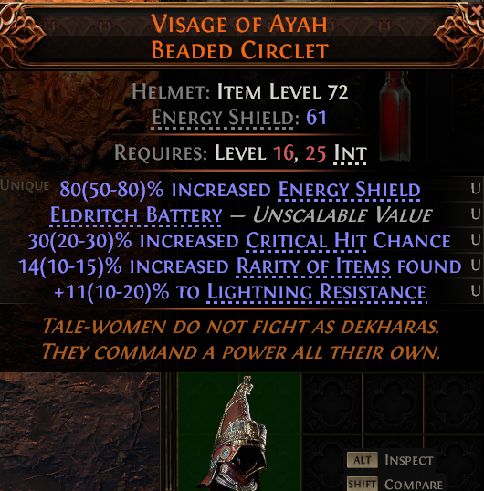 MMOJUGG Path of Exile 2 VISAGE OF AYAH BEADED CIRCLET#1149573 Details View of Item Function and Use