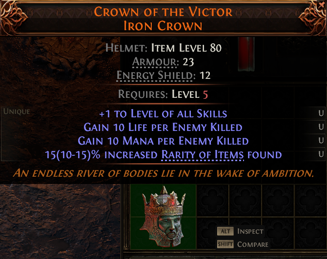 MMOJUGG Path of Exile 2 CROWN OF THE VICTOR IRON CROWN#1149575 Details View of Item Function and Use