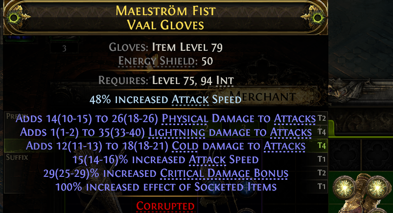 MMOJUGG Path of Exile 2 MAELSTROM FIST VAAL GLOVES#1149610 Buying Page Display