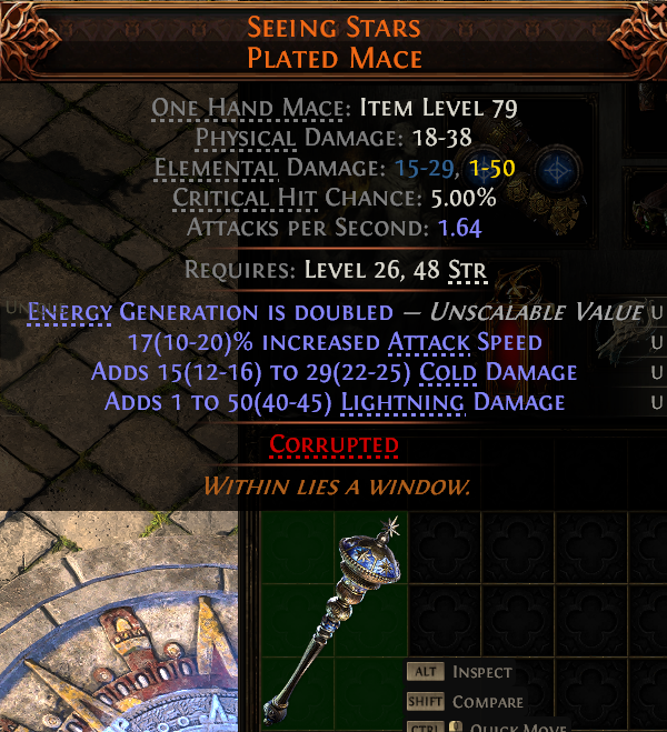 MMOJUGG Path of Exile 2 SEEING STARS PLATED MACE#1149665 Details View of Item Function and Use