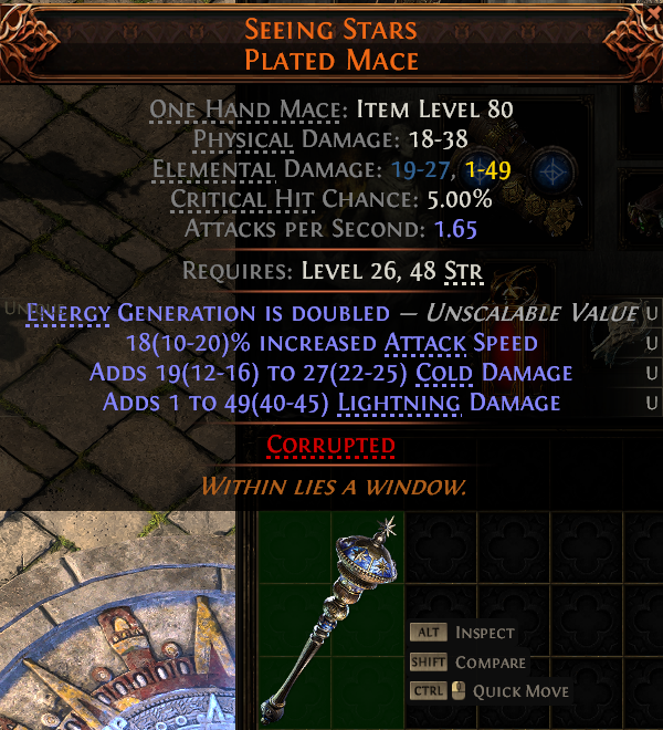 MMOJUGG Path of Exile 2 SEEING STARS PLATED MACE#1149666 Details View of Item Function and Use