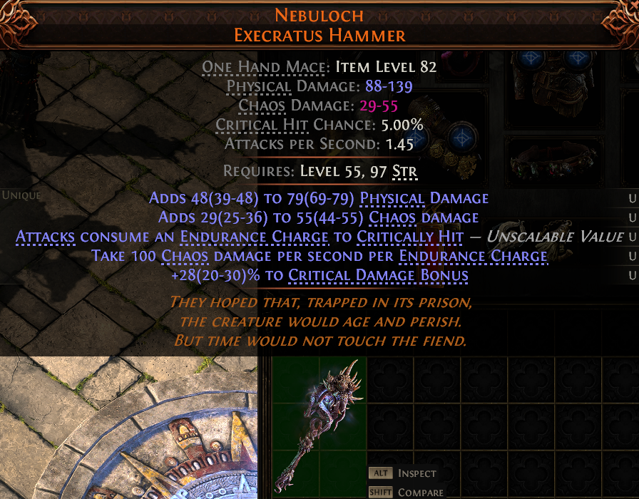MMOJUGG Path of Exile 2 NEBULOCH EXECRATUS HAMMER#1149668 Details View of Item Function and Use