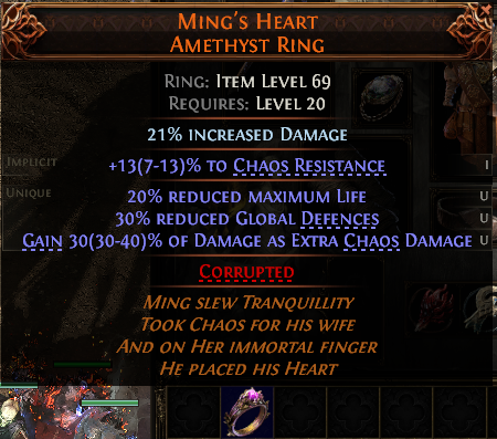 MMOJUGG Path of Exile 2 MING'S HEART AMETHYST RING#1149745 Details View of Item Function and Use