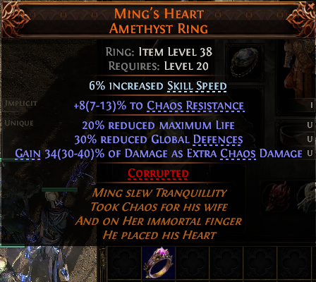 MMOJUGG Path of Exile 2 MING'S HEART AMETHYST RING#1149746 Details View of Item Function and Use