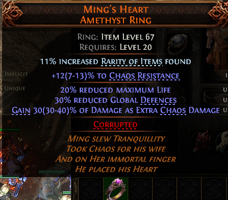 MMOJUGG Path of Exile 2 MING'S HEART AMETHYST RING#1149747 Details View of Item Function and Use
