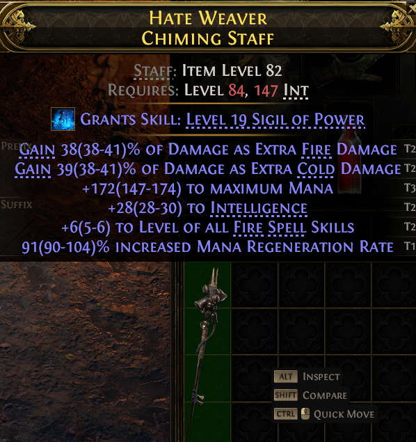 MMOJUGG Path of Exile 2 HATE WEAVER CHIMING STAFF#1149776 Details View of Item Function and Use