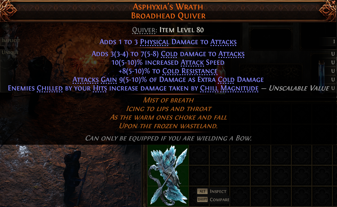 MMOJUGG Path of Exile 2 ASPHYXIA'S WRATH BROADHEAD QUIVER#1149791 Details View of Item Function and Use