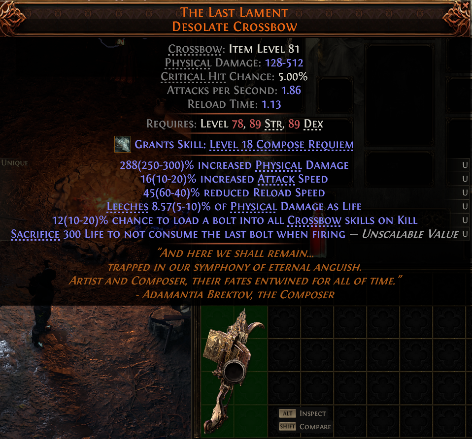 MMOJUGG Path of Exile 2 THE LAST LAMENT DESOLATE CROSSBOW#1149807 Details View of Item Function and Use