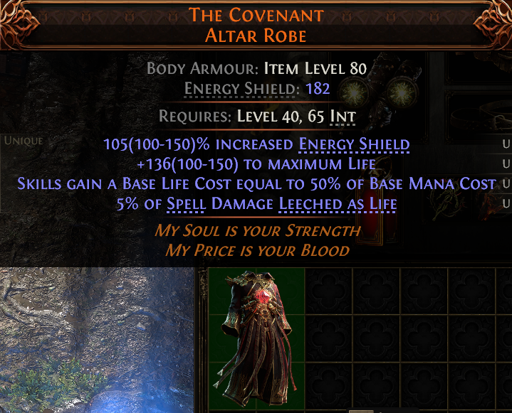 MMOJUGG Path of Exile 2 THE COVENANT ALTAR ROBE#1149854 Details View of Item Function and Use
