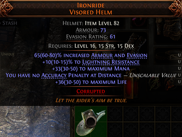 MMOJUGG Path of Exile 2 IRONRIDE VISORED HELM#1149855 Details View of Item Function and Use