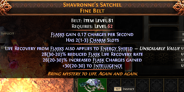 MMOJUGG Path of Exile 2 SHAVRONNE'S SATCHEL FINE BELT#1150574 Details View of Item Function and Use