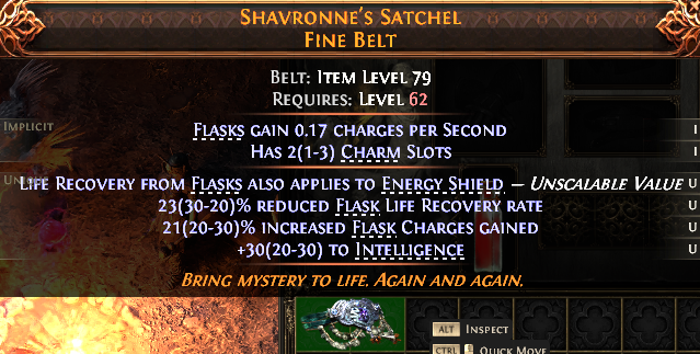 MMOJUGG Path of Exile 2 SHAVRONNE'S SATCHEL FINE BELT#1150578 Details View of Item Function and Use