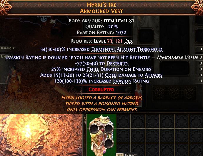 MMOJUGG Path of Exile 2 HYRRI'S IRE ARMOURED VEST#1150613 Details View of Item Function and Use