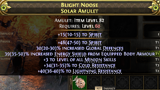 MMOJUGG Path of Exile 2 BLIGHT NOOSE SOLAR AMULET#1150746 Details View of Item Function and Use
