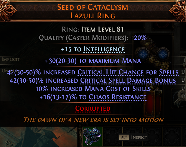 MMOJUGG Path of Exile 2 SEED OF CATACLYSM LAZULI RING#1151228 Details View of Item Function and Use