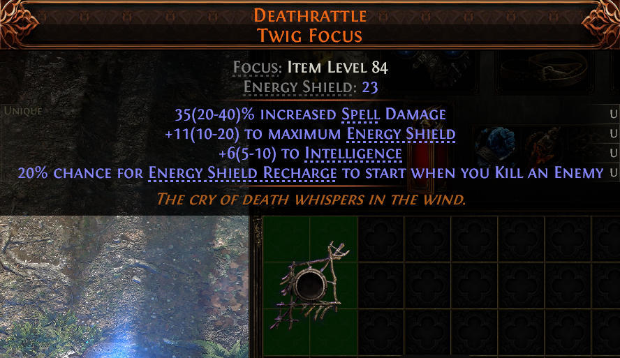 MMOJUGG Path of Exile 2 DEATHRATTLE TWIG FOCUS#1151262 Details View of Item Function and Use