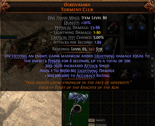 MMOJUGG Path of Exile 2 OLROVASARA TORMENT CLUB#1151443 Details View of Item Function and Use
