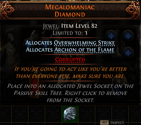 MMOJUGG Path of Exile 2 MEGALOMANIAC DIAMOND#1151656 Details View of Item Function and Use