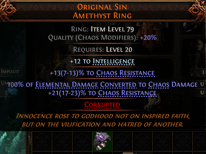 MMOJUGG Path of Exile 2 ORIGINAL SIN AMETHYST RING#1151684 Details View of Item Function and Use