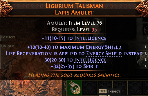 MMOJUGG Path of Exile 2 LIGURIUM TALISMAN LAPIS AMULET#1151877 Details View of Item Function and Use