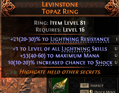 MMOJUGG Path of Exile 2 LEVINSTONE TOPAZ RING#1151887 Details View of Item Function and Use
