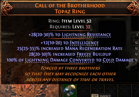 MMOJUGG Path of Exile 2 CALL OF THE BROTHERHOOD TOPAZ RING#1151903 Details View of Item Function and Use