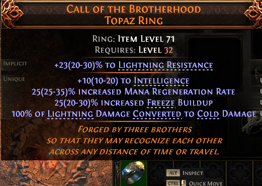 MMOJUGG Path of Exile 2 CALL OF THE BROTHERHOOD TOPAZ RING#1151904 Details View of Item Function and Use