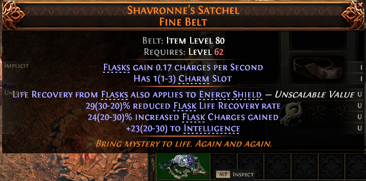 MMOJUGG Path of Exile 2 SHAVRONNE'S SATCHEL FINE BELT#1151919 Details View of Item Function and Use