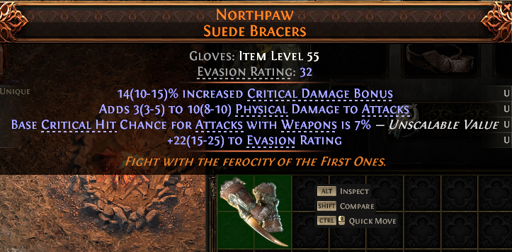 MMOJUGG Path of Exile 2 NORTHPAW SUEDE BRACERS#1151957 Details View of Item Function and Use
