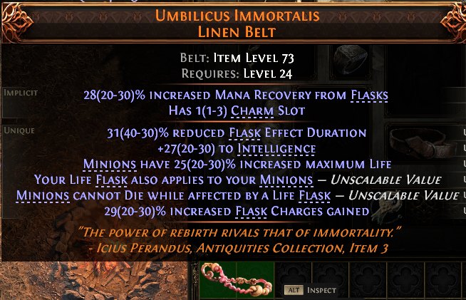 MMOJUGG Path of Exile 2 UMBILICUS IMMORTALIS LINEN BELT#1151977 Details View of Item Function and Use