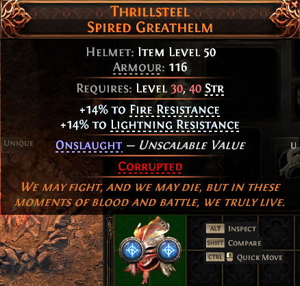 MMOJUGG Path of Exile 2 THRILLSTEEL SPIRED GREATHELM#1151987 Details View of Item Function and Use