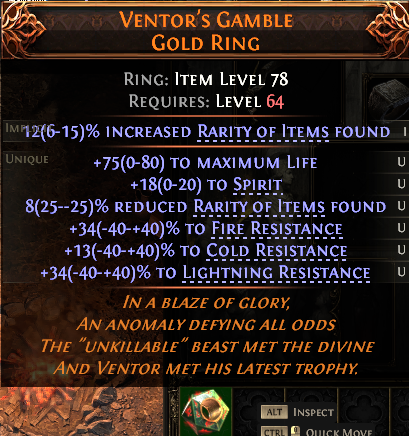 MMOJUGG Path of Exile 2 VENTOR'S GAMBLE GOLD RING#1152037 Details View of Item Function and Use