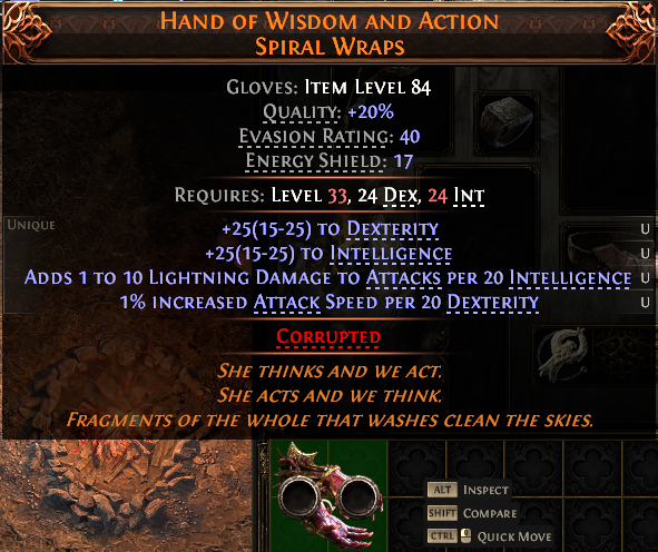 MMOJUGG Path of Exile 2 HAND OF WISDOM AND ACTION SPIRAL WRAPS#1152041 Details View of Item Function and Use