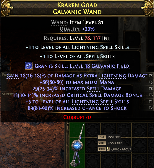 MMOJUGG Path of Exile 2 KRAKEN GOAD GALVANIC WAND#1152128 Details View of Item Function and Use