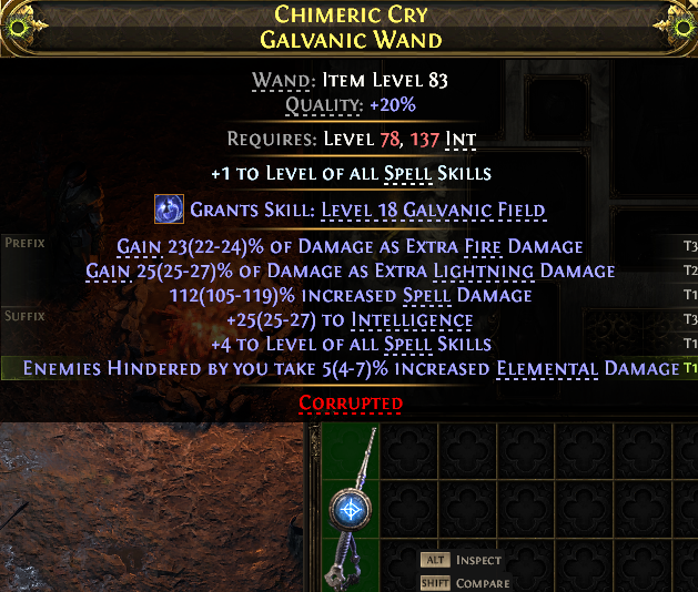 MMOJUGG Path of Exile 2 CHIMERIC CRY GALVANIC WAND#1152129 Details View of Item Function and Use